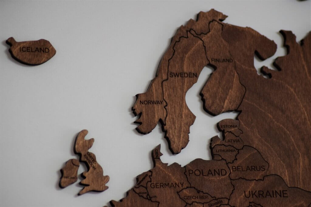 Puinen Pohjois-Euroopan kartta. 